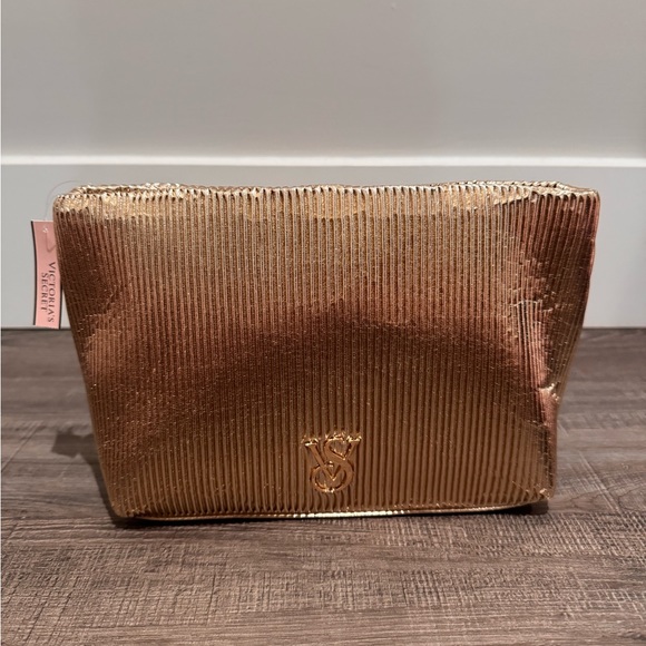 Victoria's Secret Handbags - NWT Victoria Secret Large Pleated Gold Makeup Pouch/Clutch💛